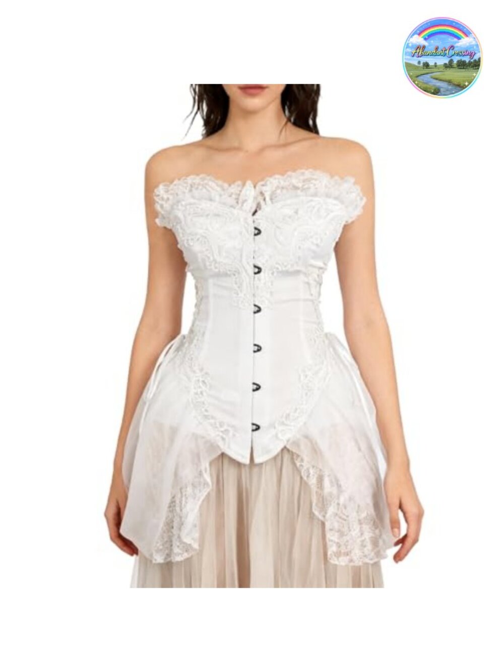 Victorian Strapless Floral Lace Corset Bustier Top